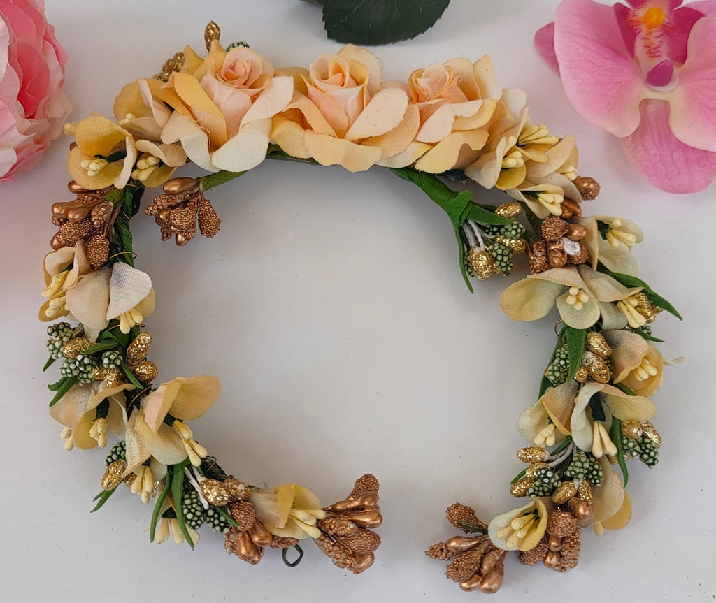 Gold Bridal Flower Hair Gajra | Grab2Buy