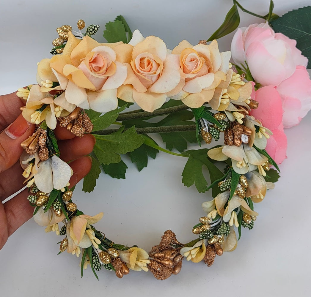 Gold Bridal Flower Hair Gajra | Grab2Buy