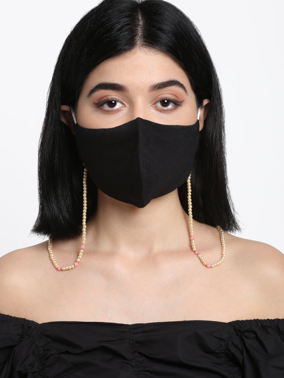 Stone And Gold-Polished Mask Chain - Ruby Raang | Grab2Buy