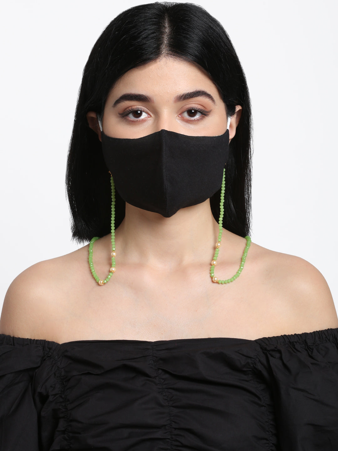 Stone And Gold-Polished Mask Chain - Ruby Raang | Grab2Buy