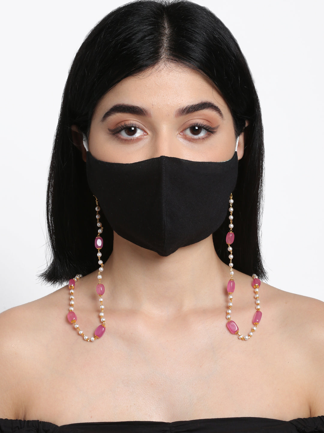 Stone And Gold-Polished Mask Chain - Ruby Raang | Grab2Buy