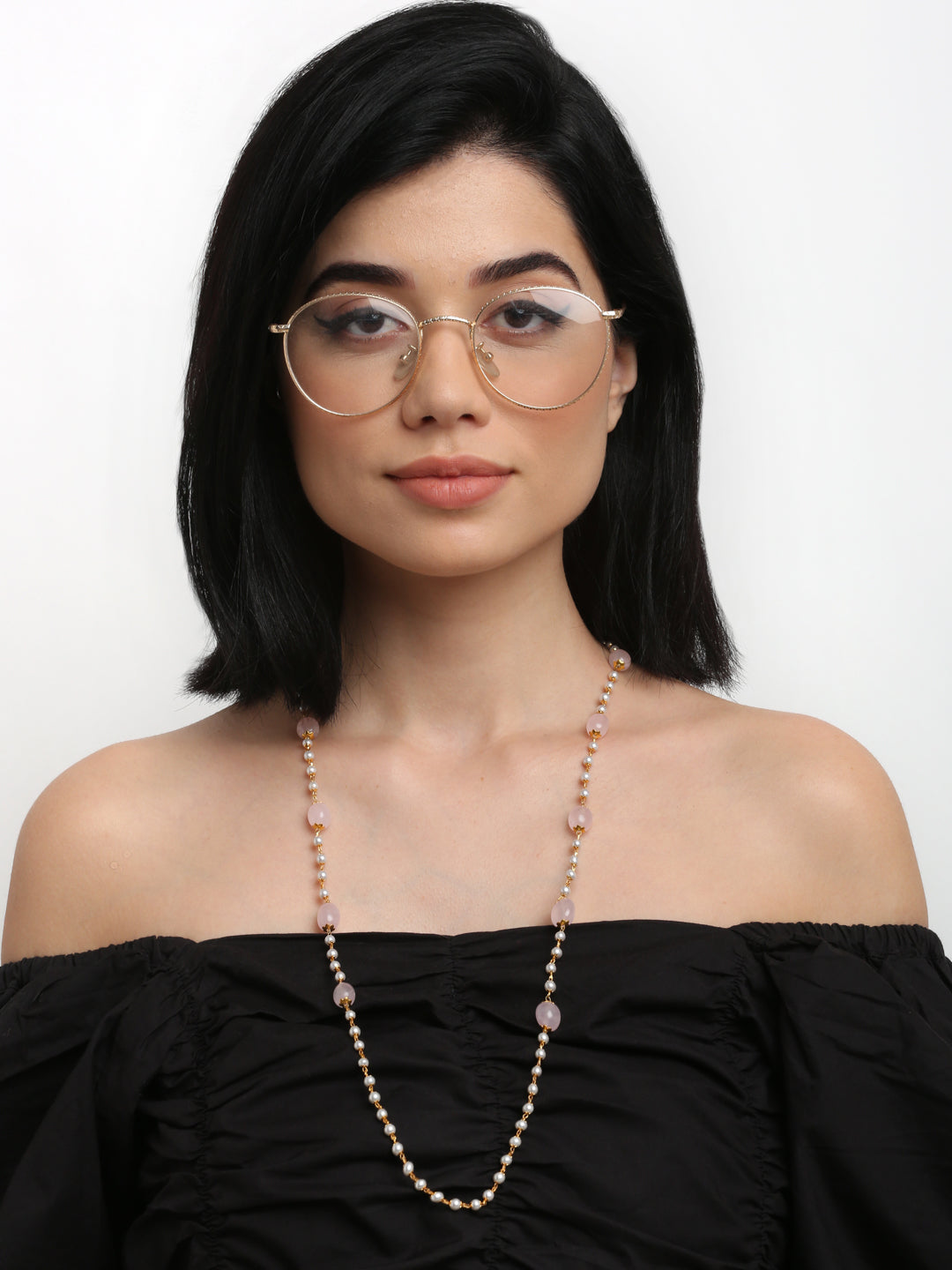 Stone And Gold-Polished Mask Chain - Ruby Raang | Grab2Buy