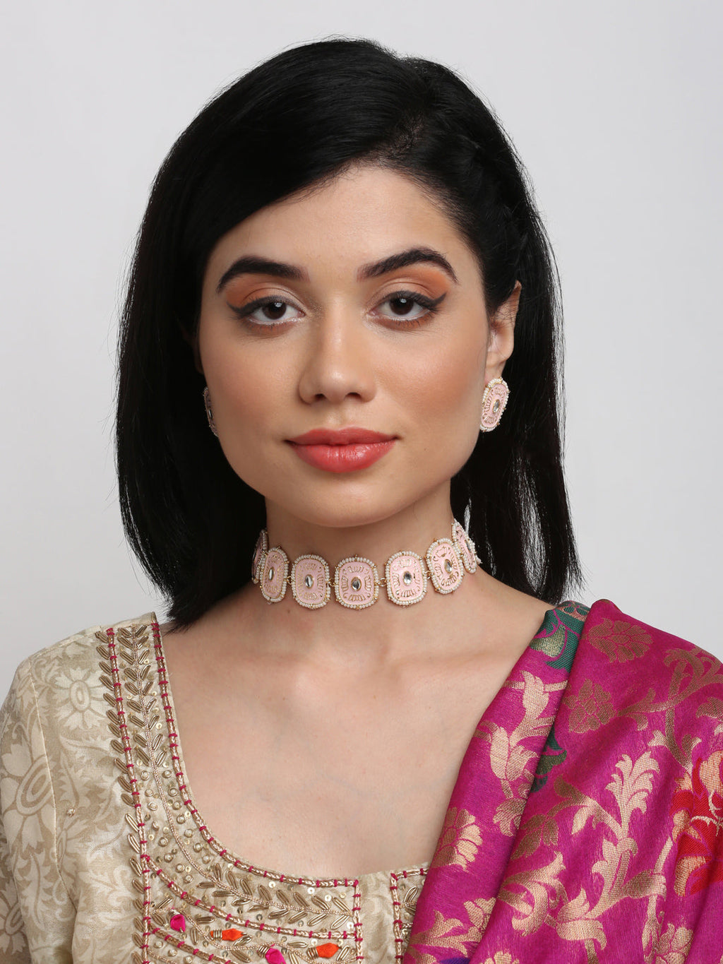 Kundan Neckpiece With Earrings - Ruby Raang | Grab2Buy