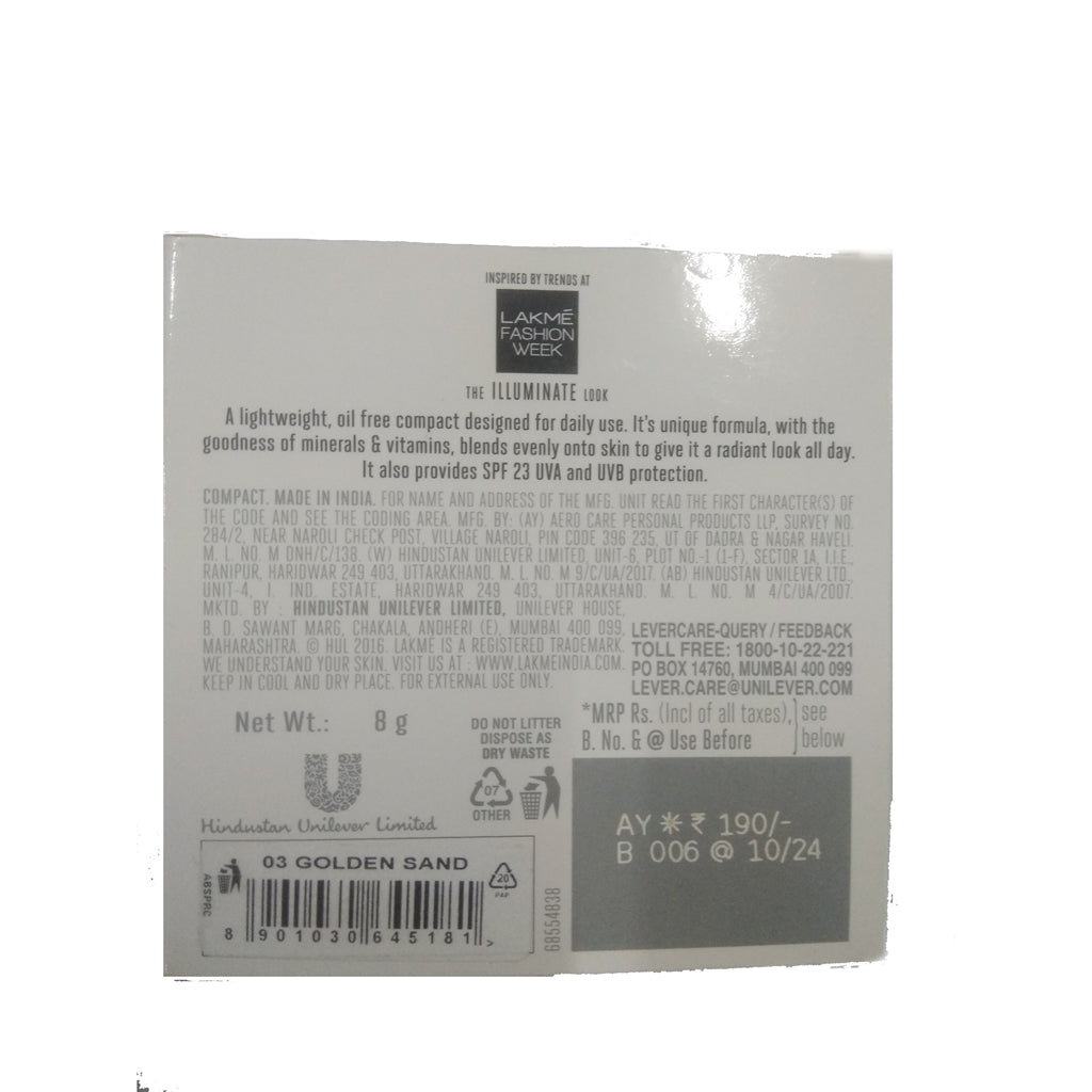 Lakme Perfect Radiance Skin Lightening Compact - Golden Medium | Grab2Buy