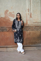 Rangreza Ethnic Alifa Cotton Kurta Black | Grab2Buy
