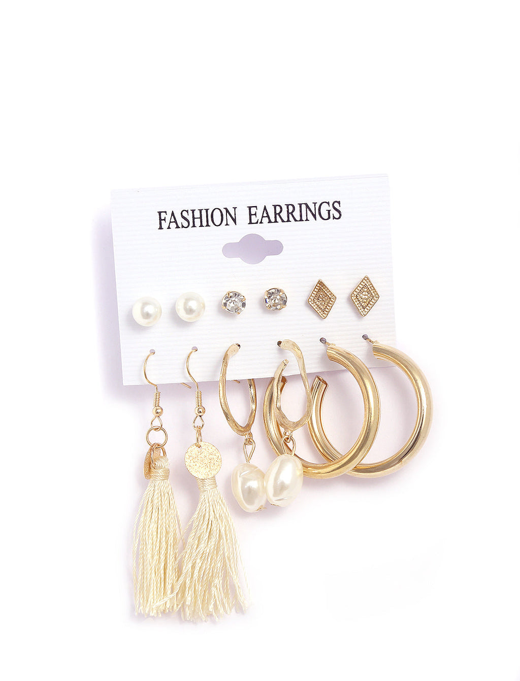 Gold-Polished Alloy Set Of 6 Designer Earrings - The Pari | Grab2Buy