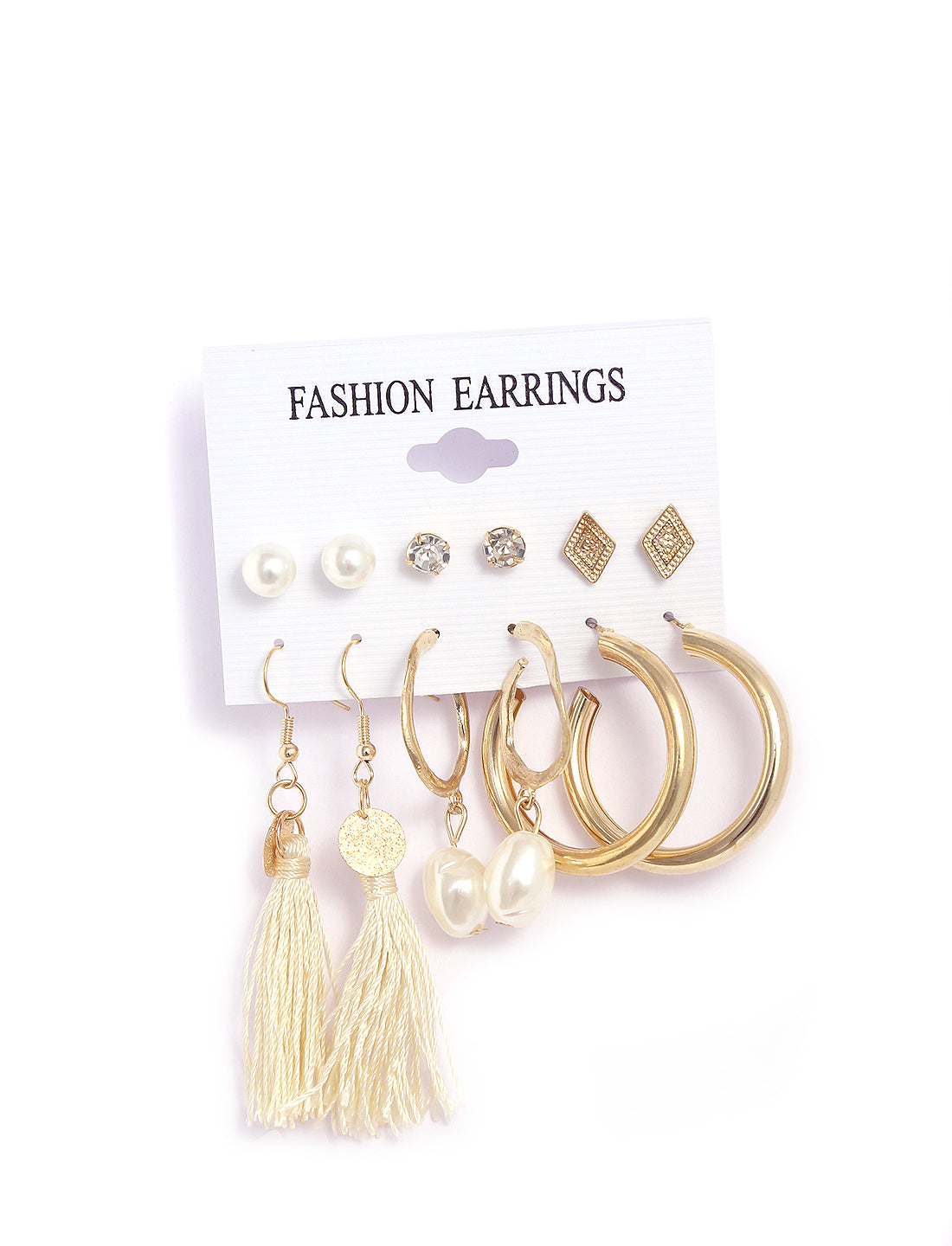 Gold-Polished Alloy Set Of 6 Designer Earrings - The Pari | Grab2Buy