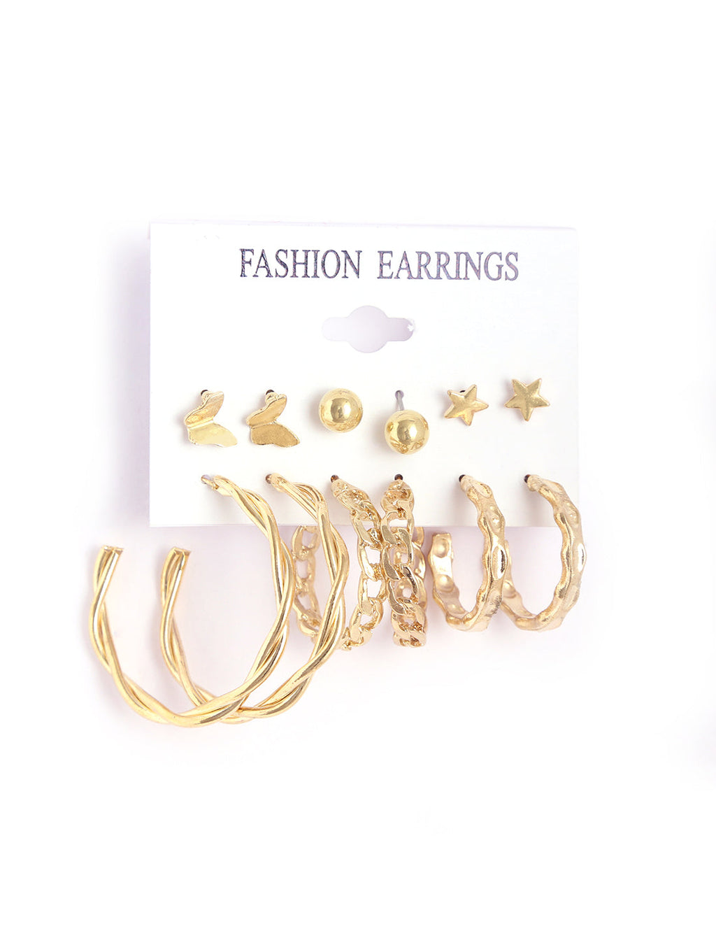 Gold-Polished Alloy Set Of 6 Designer Earrings - The Pari | Grab2Buy