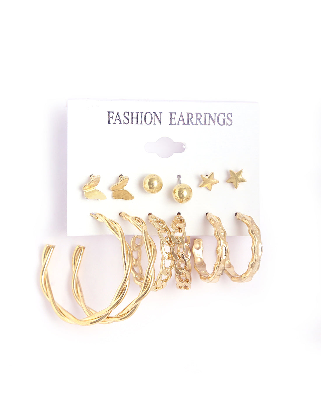 Gold-Polished Alloy Set Of 6 Designer Earrings - The Pari | Grab2Buy