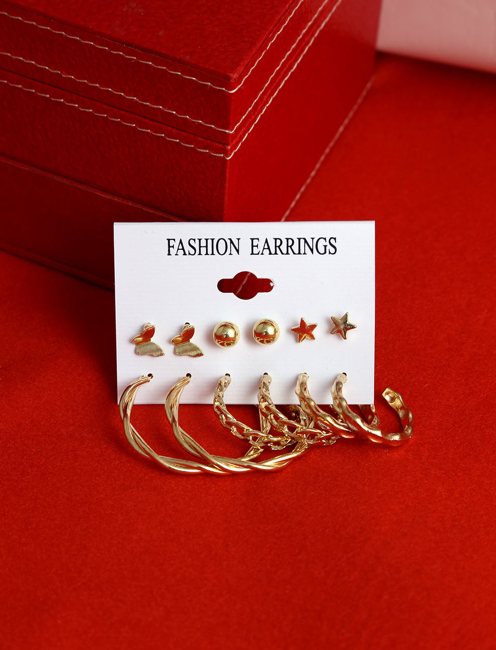 Gold-Polished Alloy Set Of 6 Designer Earrings - The Pari | Grab2Buy