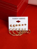 Gold-Polished Alloy Set Of 6 Designer Earrings - The Pari | Grab2Buy