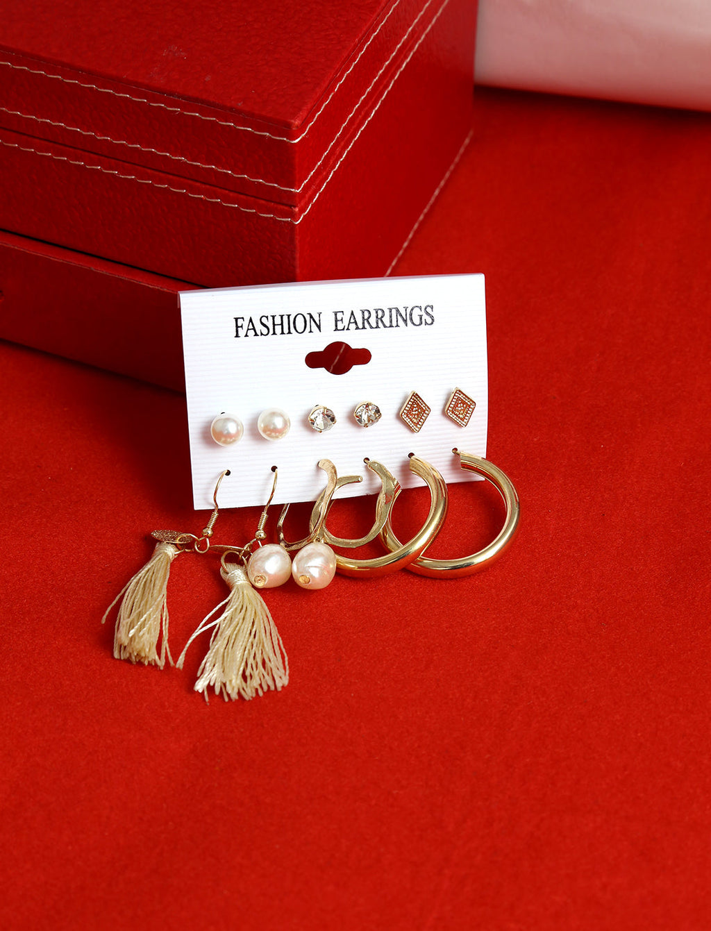 Gold-Polished Alloy Set Of 6 Designer Earrings - The Pari | Grab2Buy