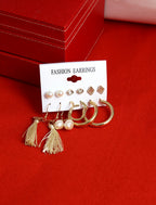Gold-Polished Alloy Set Of 6 Designer Earrings - The Pari | Grab2Buy
