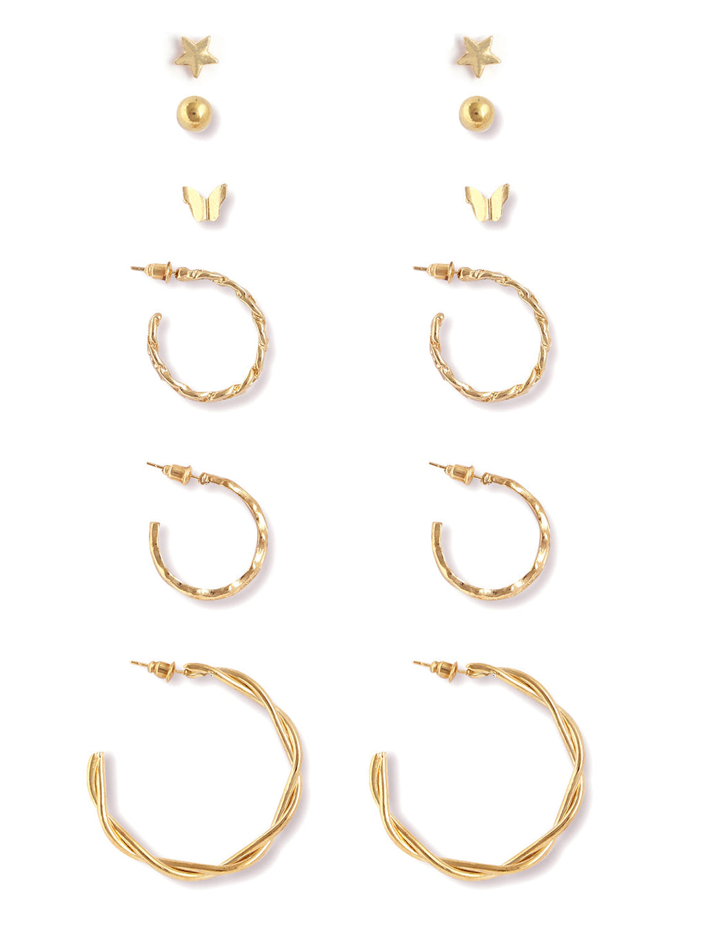 Gold-Polished Alloy Set Of 6 Designer Earrings - The Pari | Grab2Buy