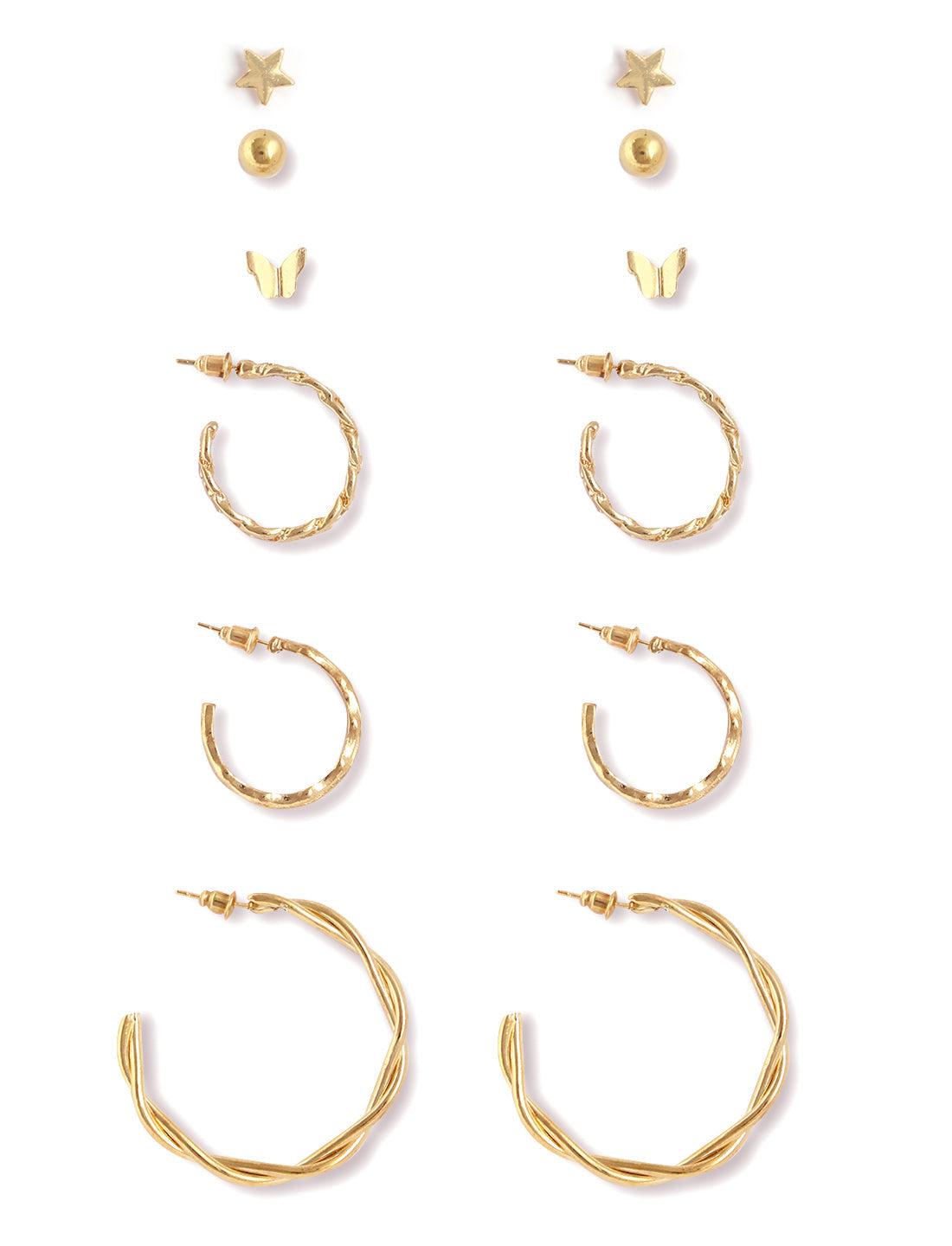 Gold-Polished Alloy Set Of 6 Designer Earrings - The Pari | Grab2Buy