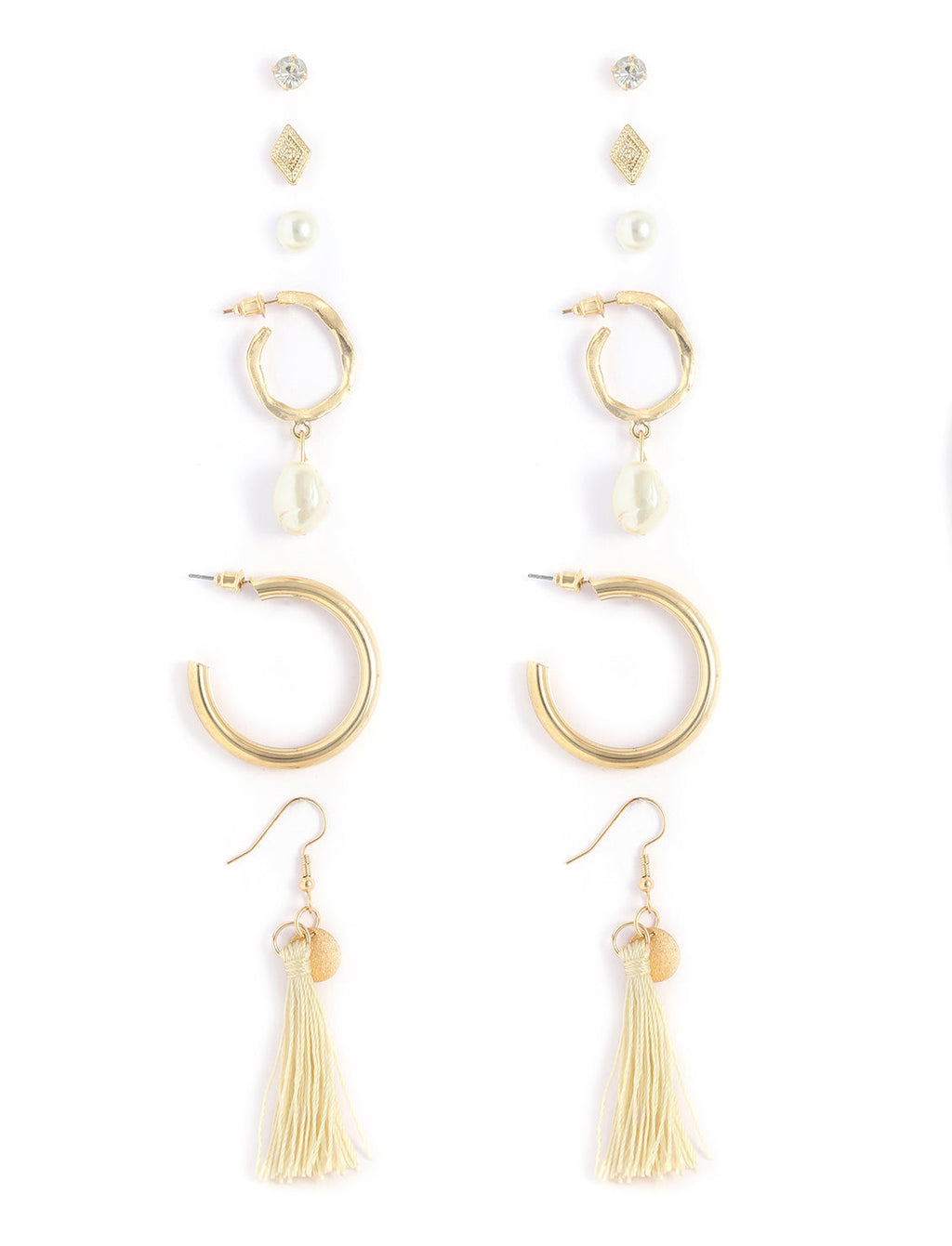 Gold-Polished Alloy Set Of 6 Designer Earrings - The Pari | Grab2Buy