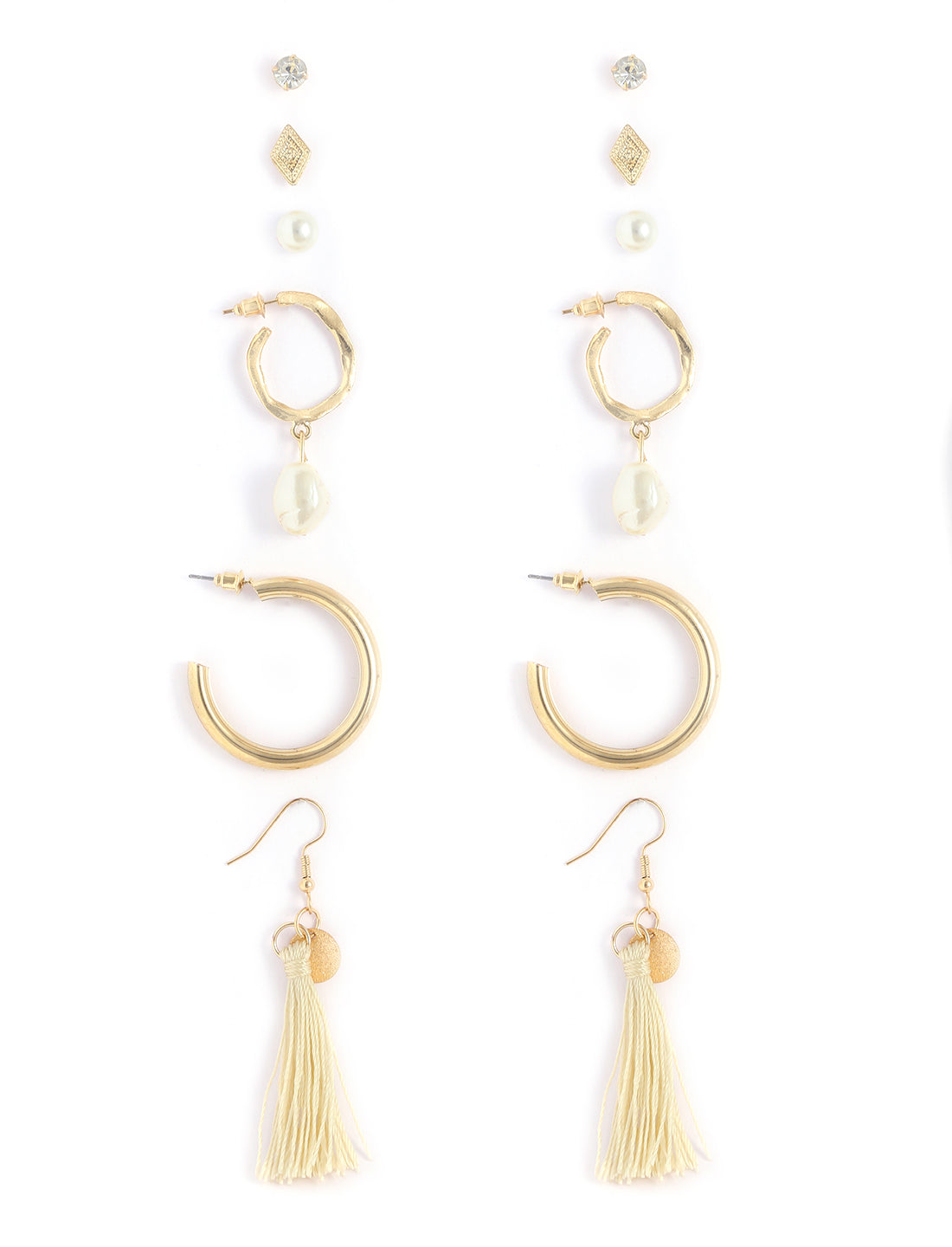 Gold-Polished Alloy Set Of 6 Designer Earrings - The Pari | Grab2Buy