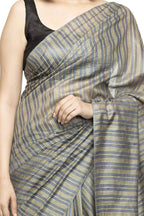 Mominos Fashion Grey Color Bhagalpuri Saree | Grab2Buy
