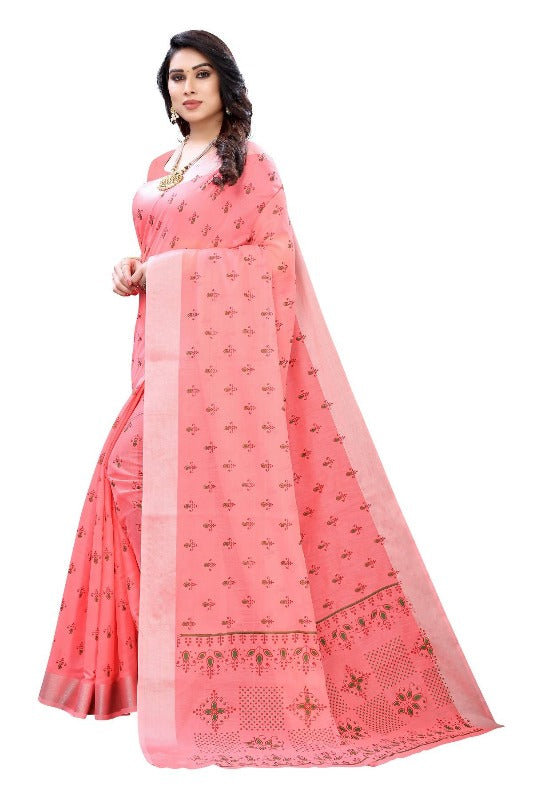 Vamika Peach Chanderi Designer Saree (DIYA PEACH) | Grab2Buy
