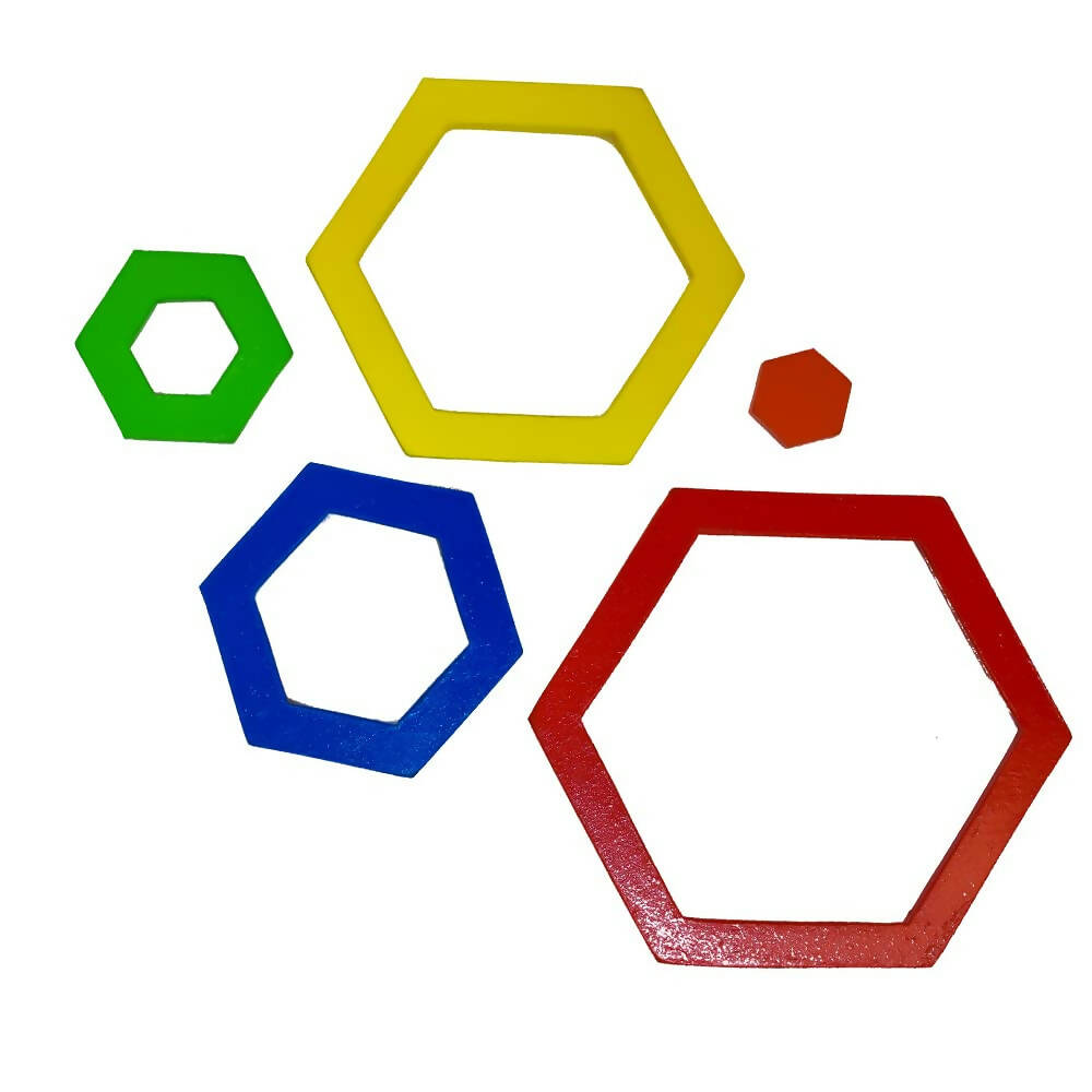 iLearnngrow Hexagon puzzle - Size and Shape Sorter Fun Activity for Your Kids Wooden Toys for 2-12 years Unisex Kids I hexagon puzzle for kids | Grab2Buy