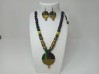Terracotta Round Pendant Boho Style Medium Necklace Set With Hangings | Grab2Buy