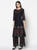 Aniyah Rayon Black Color Block Print Straight Kurta (AN-190K) | Grab2Buy