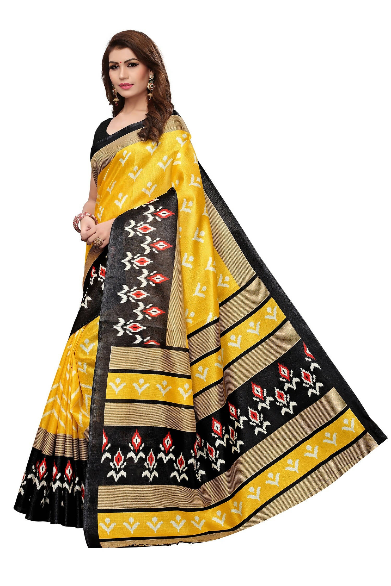 Vamika Kalamkari With Jhalar Khadi Silk Saree In Yellow Color | Grab2Buy