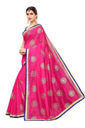 Vamika Chanderi Cotton Foil Print Pink Saree (GOLDEN BIRD Pink) | Grab2Buy