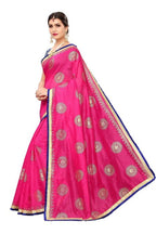 Vamika Chanderi Cotton Foil Print Pink Saree (GOLDEN BIRD Pink) | Grab2Buy