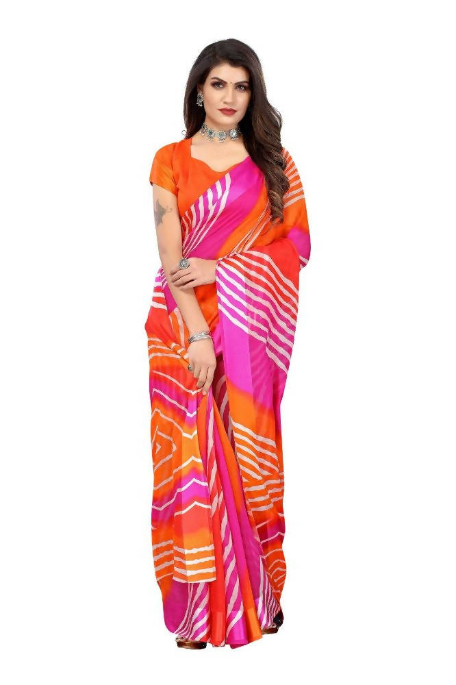 Vamika Orange Linen Satin Border Saree | Grab2Buy