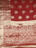 Kalamandir Peacock Print Red Silk Blend Saree | Grab2Buy