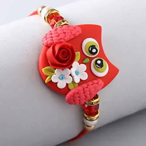 Cute Owl Polymer Clay Rakhi & Silk Chocolates | Grab2Buy