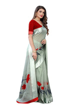 Vamika Sea Green Linen Satin Patta Saree (VANI GREEN) | Grab2Buy