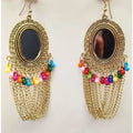 MS Fashion India Fancy Gold-Polished Mirror Traditional Chains Wedding Wear Earrings | Grab2Buy