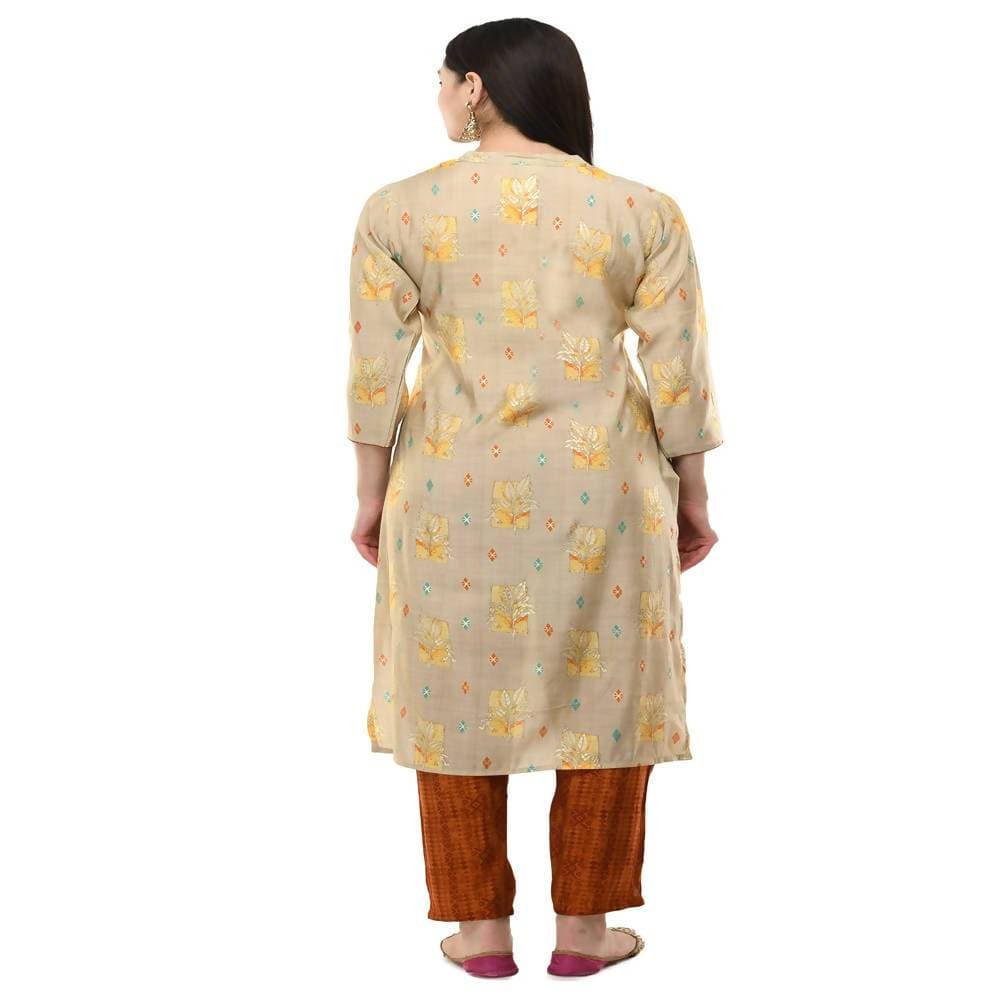 Lagi Women's Orange Printed Straight Kurta & Pant (MC45B) | Grab2Buy