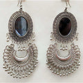 MS Fashion India Kashmiri Chandbali Silver Dangle Oxidized Earrings | Grab2Buy
