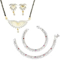 AanyaCentric Gold-Polished Mangalsutra Pendant Earring Set & Silver Plated Anklet | Grab2Buy