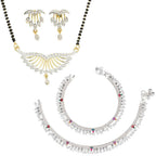 AanyaCentric Gold-Polished Mangalsutra Pendant Earring Set & Silver Plated Anklet | Grab2Buy