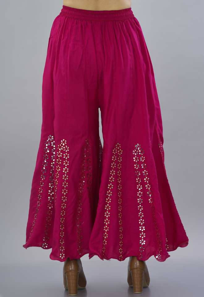 Mominos Fashion Dark Pink Mirror Palazzo | Grab2Buy