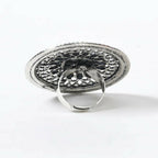 Mominos Fashion Joharkamal Oxidised Silver-Toned Adjustable Finger Ring | Grab2Buy