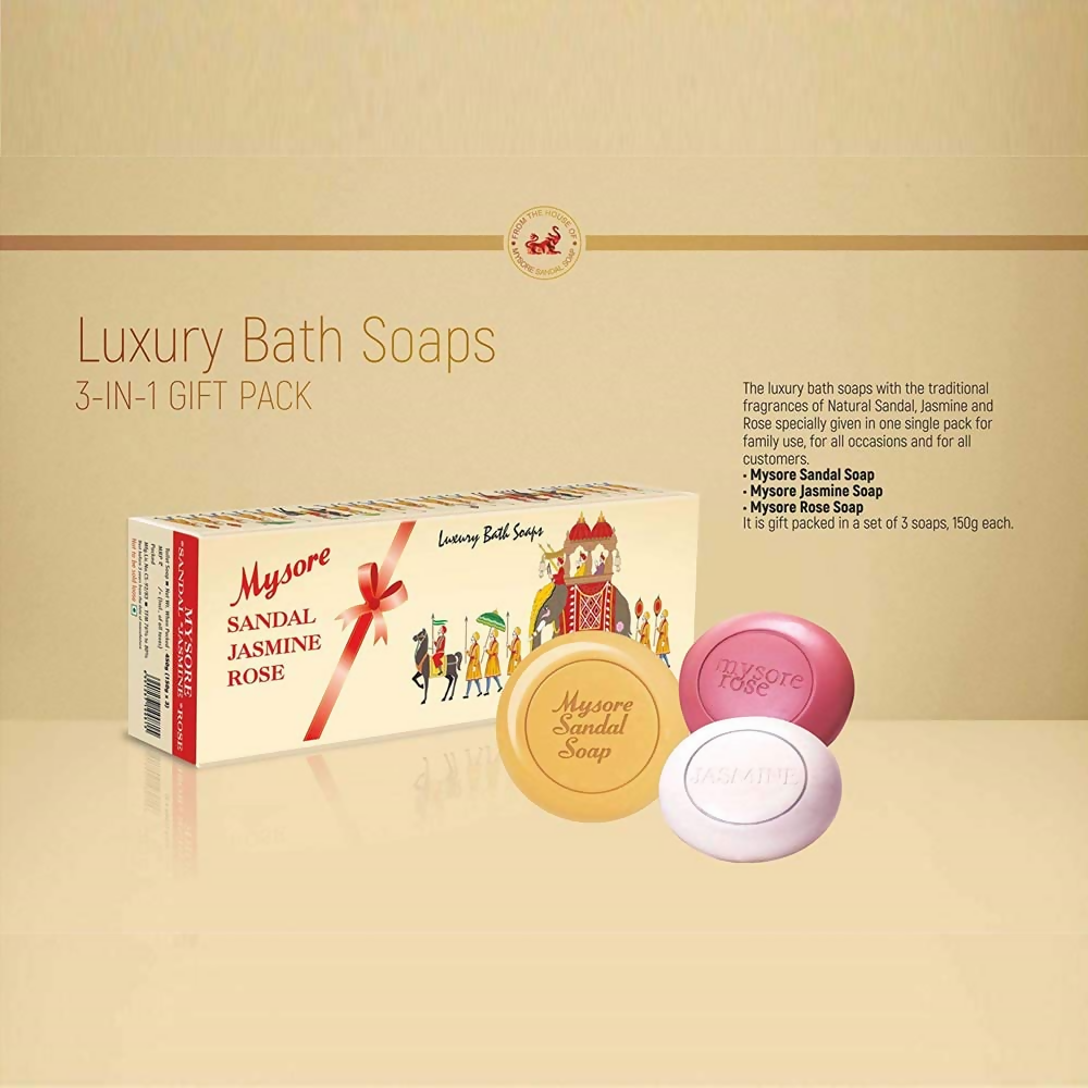 Mysore Sandal Jasmine And Rose Soap Gift Pack | Grab2Buy