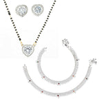 AanyaCentric Gold-Polished Mangalsutra Pendant Earring Set & Silver Plated Anklet
