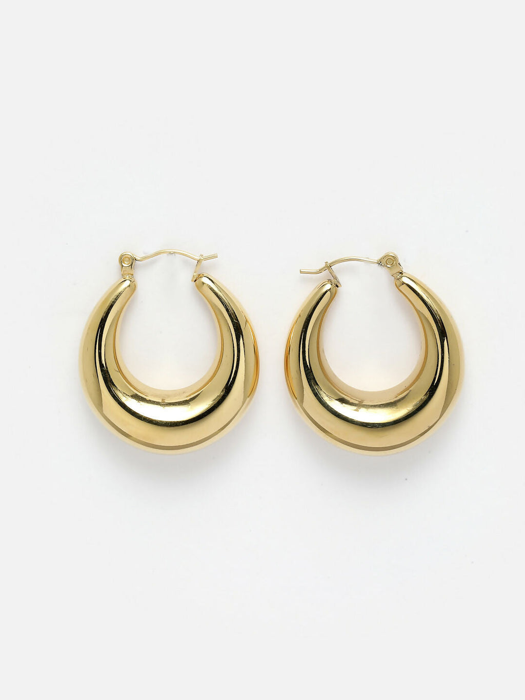 NVR Gold-Polished Contemporary Hoop Earrings | Grab2Buy