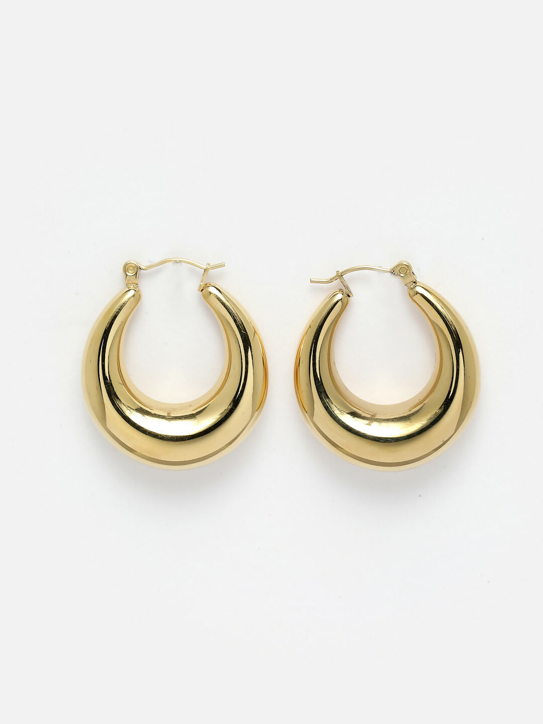 NVR Gold-Polished Contemporary Hoop Earrings | Grab2Buy