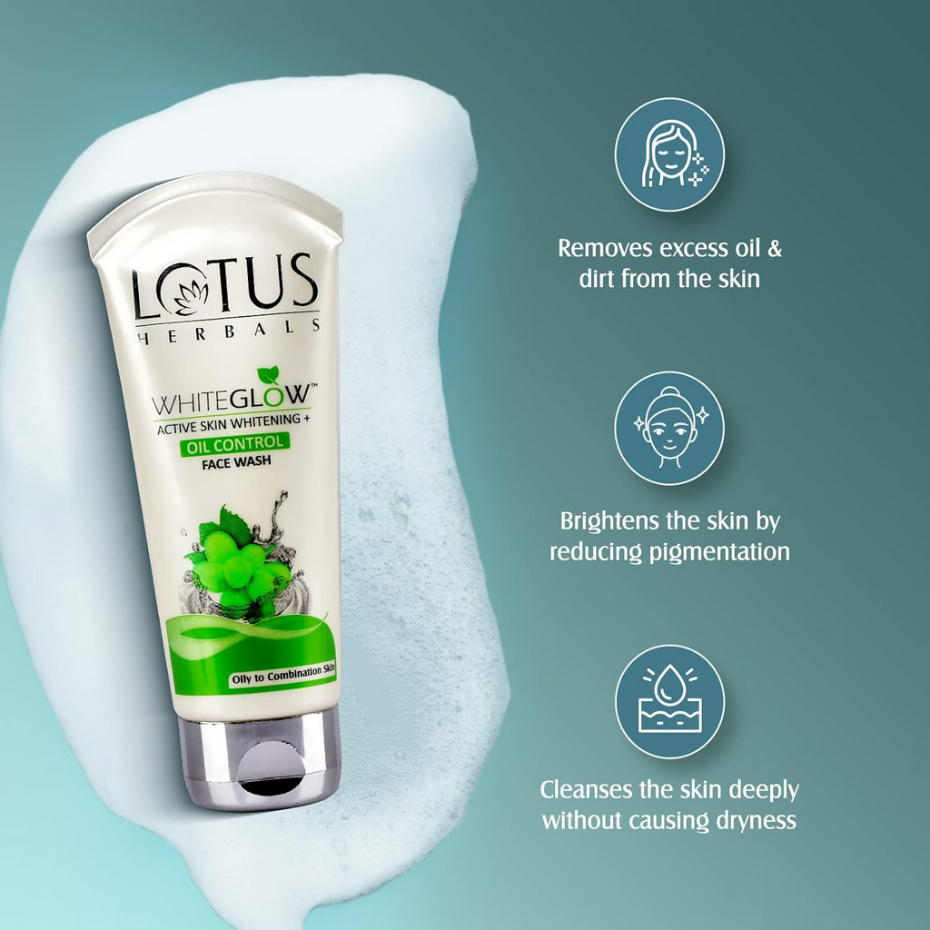 Lotus Herbals White Glow Active Skin Whitening & Oil Control Facewash
