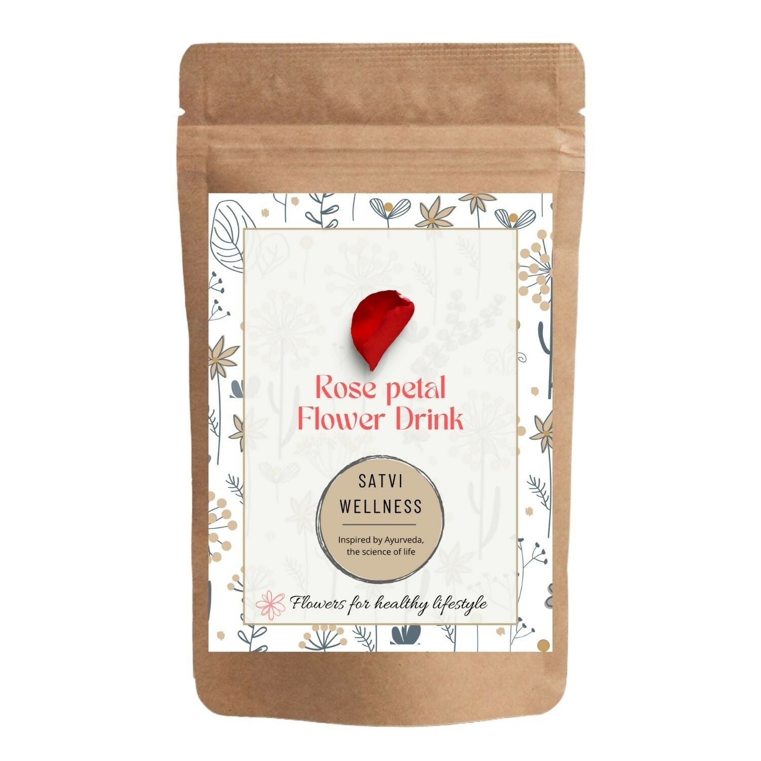 Satvi Wellness Rose Petal Flower Tea | Rose Petal Tea | Rose Flower Drink Mix | Herbal Tea
