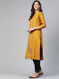 Yufta Women Mustard Yellow & Black Ethnic Motifs Printed Pure Cotton Kurta with Trouser | Grab2Buy