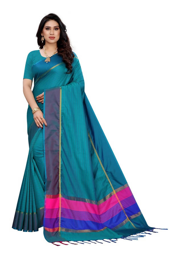 Vamika Rama Green Cotton Silk Weaving Saree (Binita Rama) | Grab2Buy