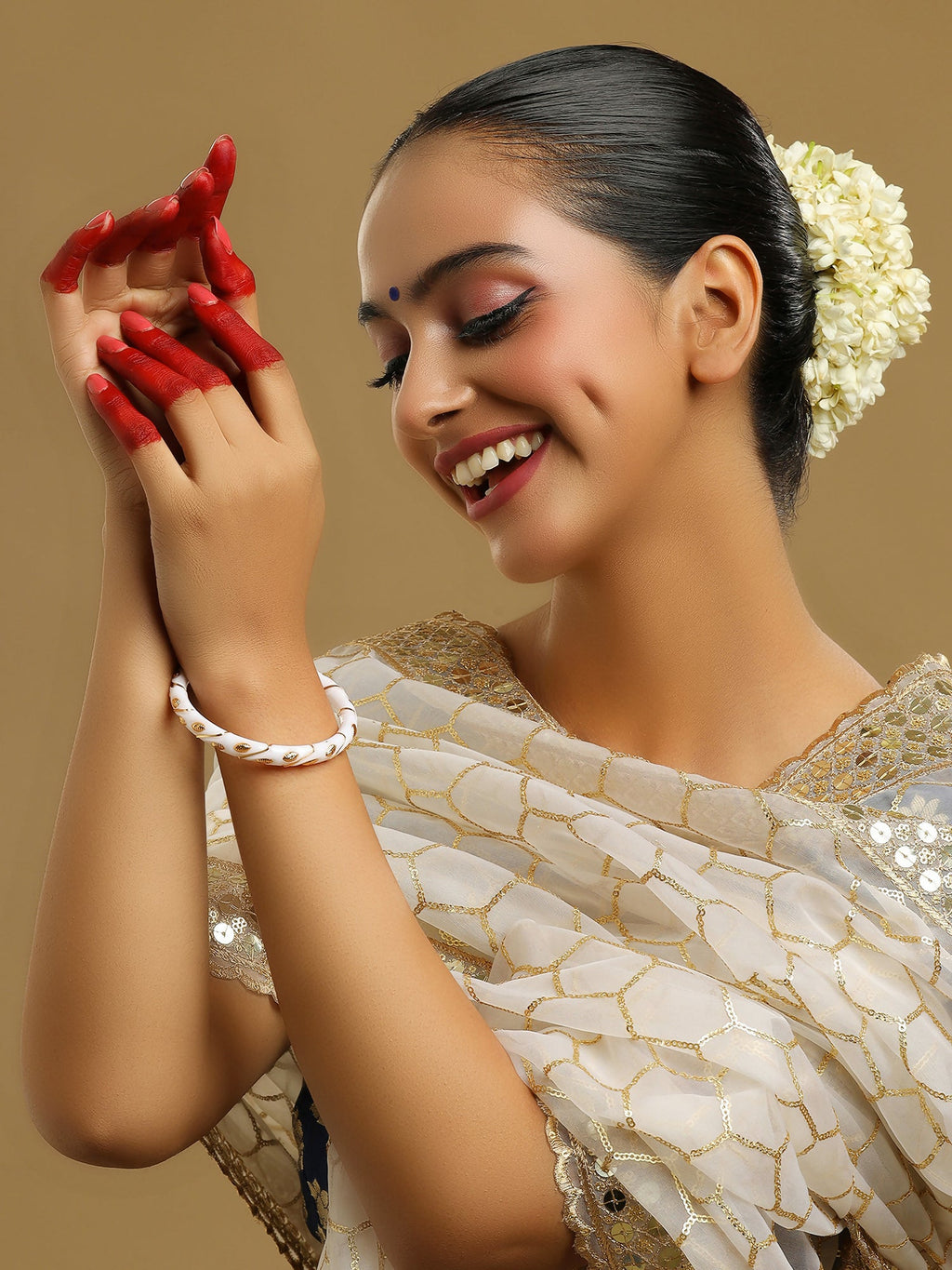 Ruby Raang White Traditional Bangle | Grab2Buy