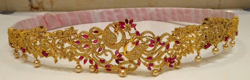 AD Ruby Peacock Bridal Waist Belt | Grab2Buy